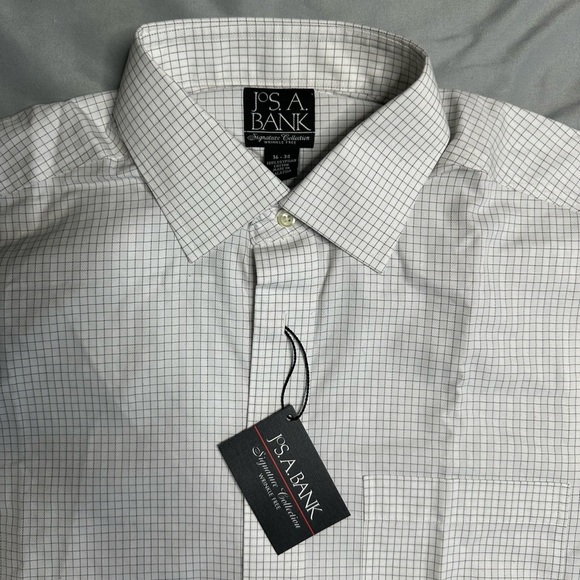 Jos. A. Bank White and Gray Checkered Dress Shirt Signature Collection. - Picture 3 of 11